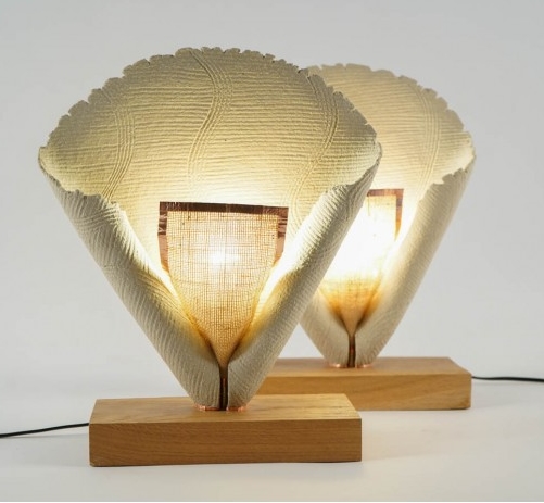 grès blanc, pare-lumière en jute / white stoneware and burlap  screen